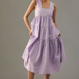 Anthropologie Square-Neck Tiered Babydoll Dress